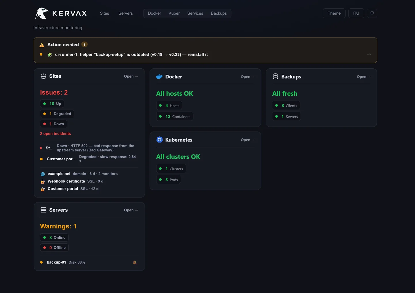 Kervax home screen