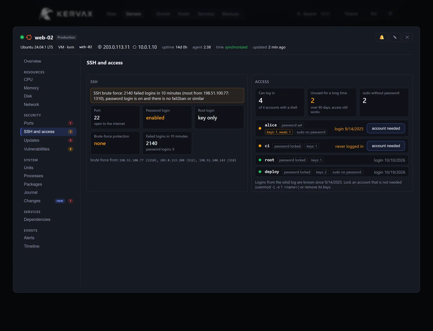 SSH, accounts and keys